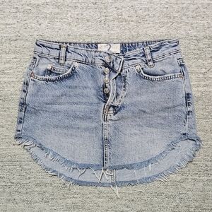 We The Free Denim Frayed Hem Mini Skirt